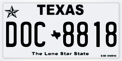 TX license plate DOC8818