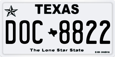 TX license plate DOC8822