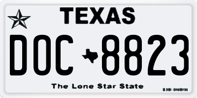 TX license plate DOC8823