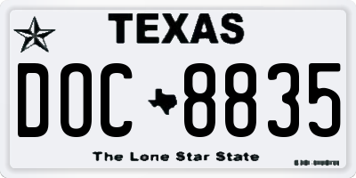TX license plate DOC8835