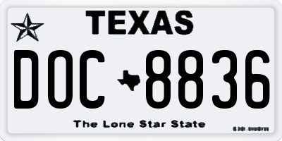 TX license plate DOC8836