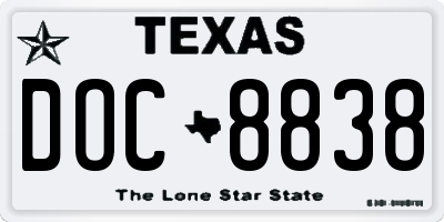 TX license plate DOC8838