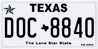 TX license plate DOC8840