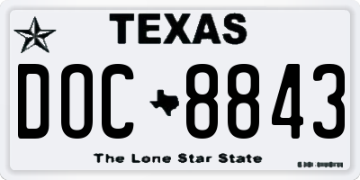 TX license plate DOC8843
