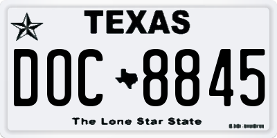 TX license plate DOC8845