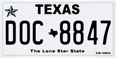 TX license plate DOC8847