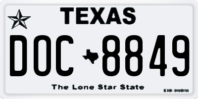 TX license plate DOC8849