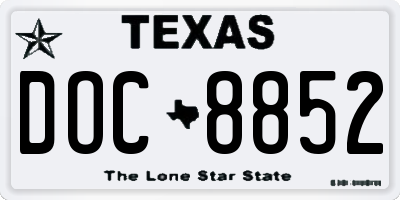 TX license plate DOC8852