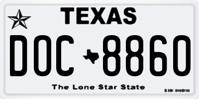 TX license plate DOC8860