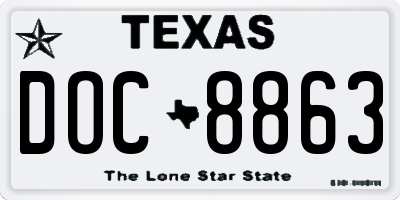 TX license plate DOC8863