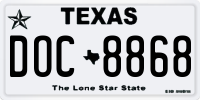 TX license plate DOC8868