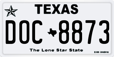TX license plate DOC8873