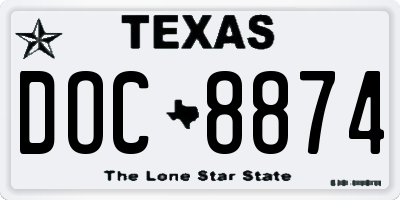 TX license plate DOC8874