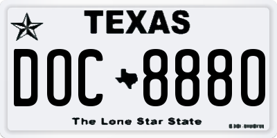 TX license plate DOC8880