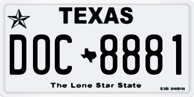 TX license plate DOC8881