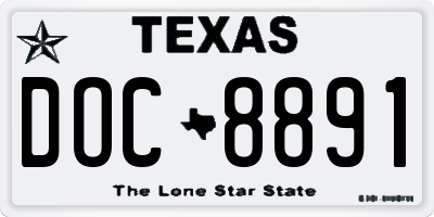 TX license plate DOC8891