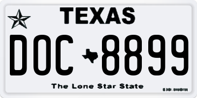 TX license plate DOC8899