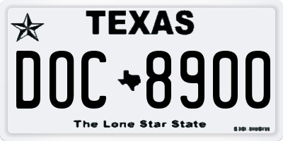 TX license plate DOC8900