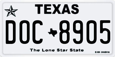 TX license plate DOC8905