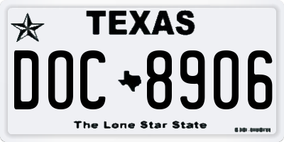 TX license plate DOC8906