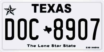 TX license plate DOC8907