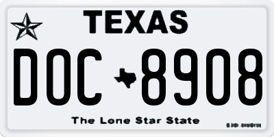 TX license plate DOC8908