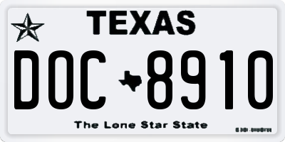 TX license plate DOC8910
