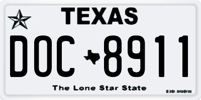 TX license plate DOC8911