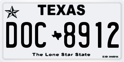 TX license plate DOC8912