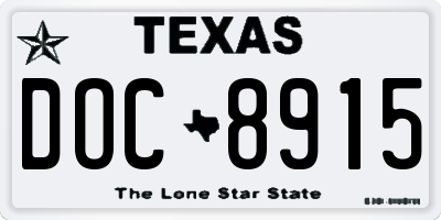 TX license plate DOC8915