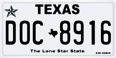 TX license plate DOC8916
