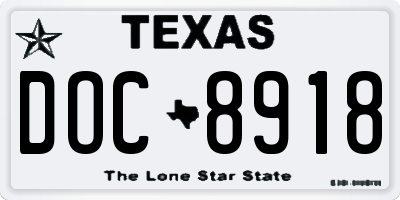 TX license plate DOC8918