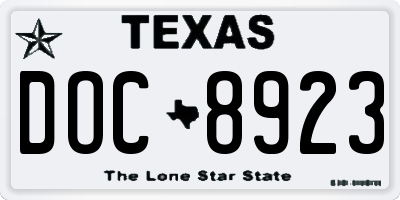 TX license plate DOC8923