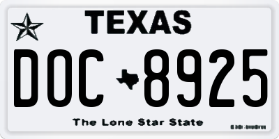 TX license plate DOC8925