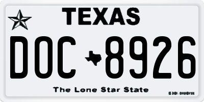 TX license plate DOC8926