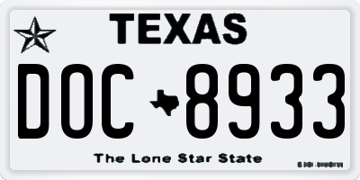 TX license plate DOC8933