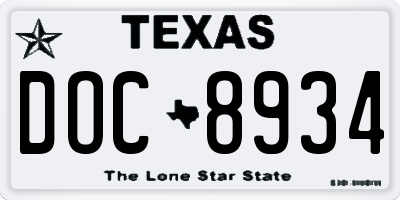 TX license plate DOC8934