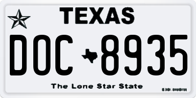 TX license plate DOC8935