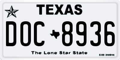 TX license plate DOC8936