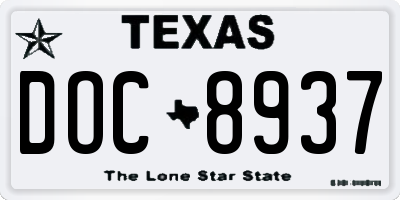 TX license plate DOC8937
