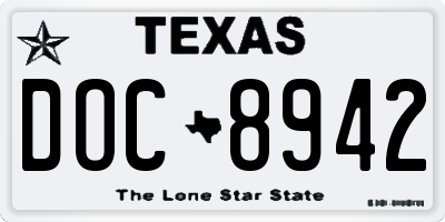 TX license plate DOC8942