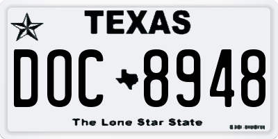TX license plate DOC8948