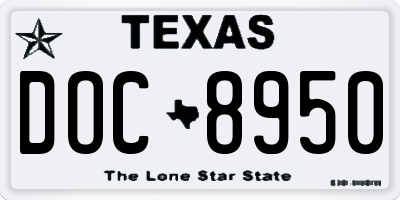 TX license plate DOC8950