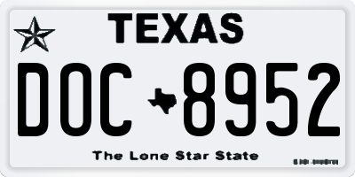 TX license plate DOC8952