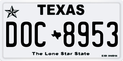 TX license plate DOC8953