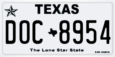 TX license plate DOC8954