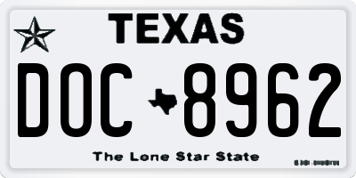 TX license plate DOC8962