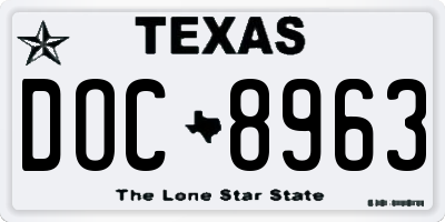 TX license plate DOC8963