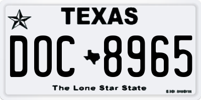 TX license plate DOC8965