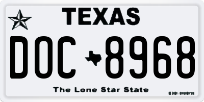 TX license plate DOC8968